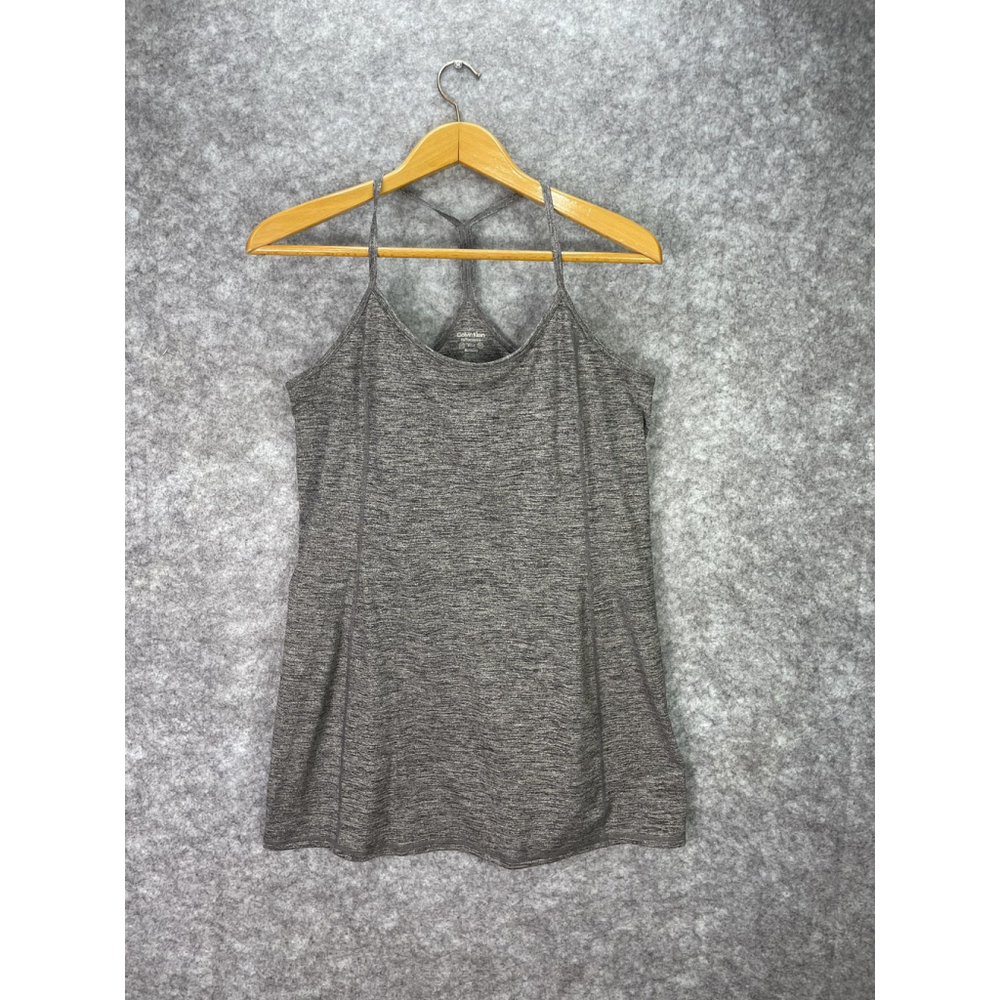 Calvin Klein Performance Tank Dress Womens Large Gray Racerback Shelf Bra WICK